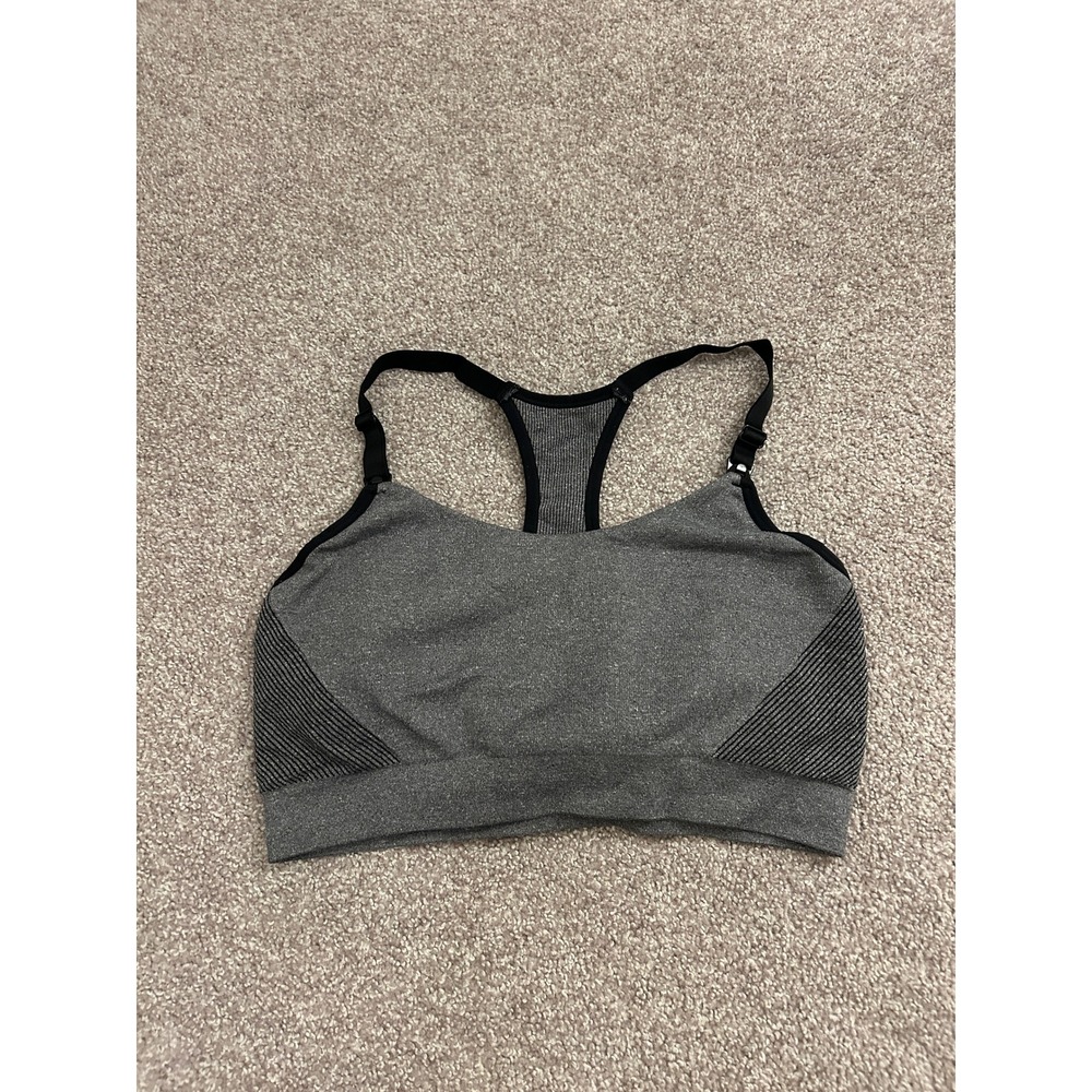 Auden Nursing Lightly Lined Yoga Bra Womens Large Gray Excellent Racerback Clip